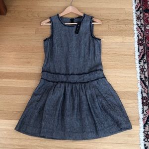 THEORY linen dress blue drop-waist dress size 4 NWT